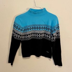 Cropped vintage OP mock neck winter ski sweater